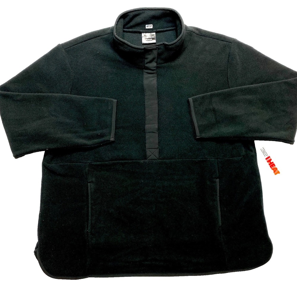 32 Degrees Fleece Jacket Mens 2XL Black Half Snap-Button Pullover